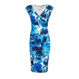 Fuzzi Floral Print Sleeveless Ruched Faux-Wrap
Dress Blue New Medium